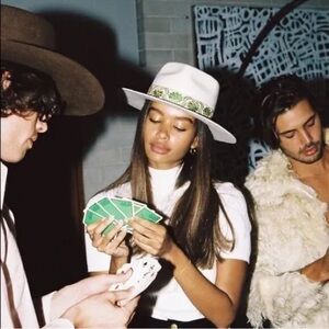 LACK OF COLOR BEVERLY IVY GREEN FEDORA WOOL WITH VINTAGE FRENCH RIBBON NWT